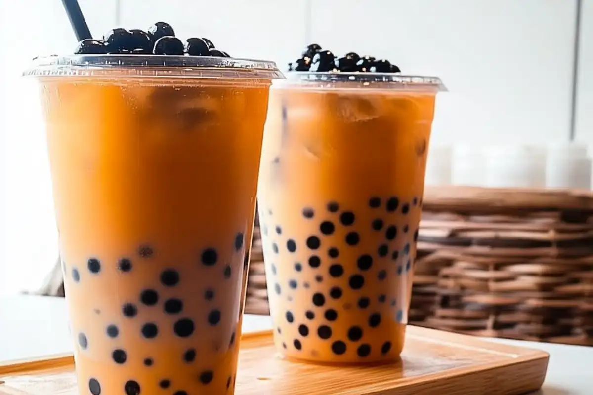 Delicious homemade Bubble Tea with tapioca pearls and a refreshing tea base