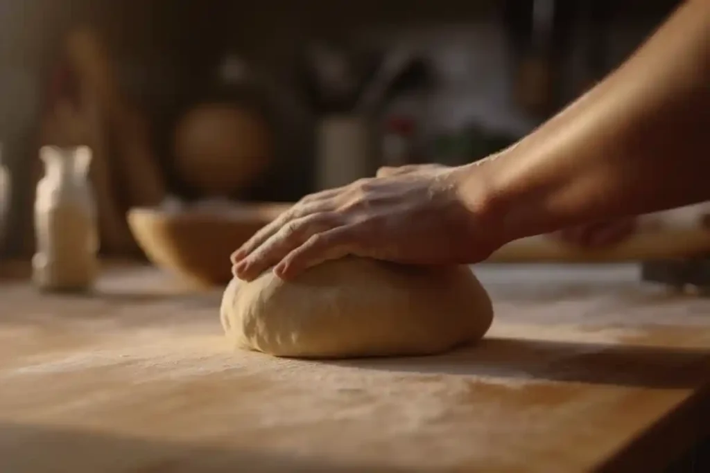 This image showcases the essential ingredients for making a delicious pizza. Fresh mozzarella cheese, vibrant tomatoes, aromatic basil, and high-quality flour are beautifully arranged, highlighting the freshness and quality needed for a perfect homemade pizza.